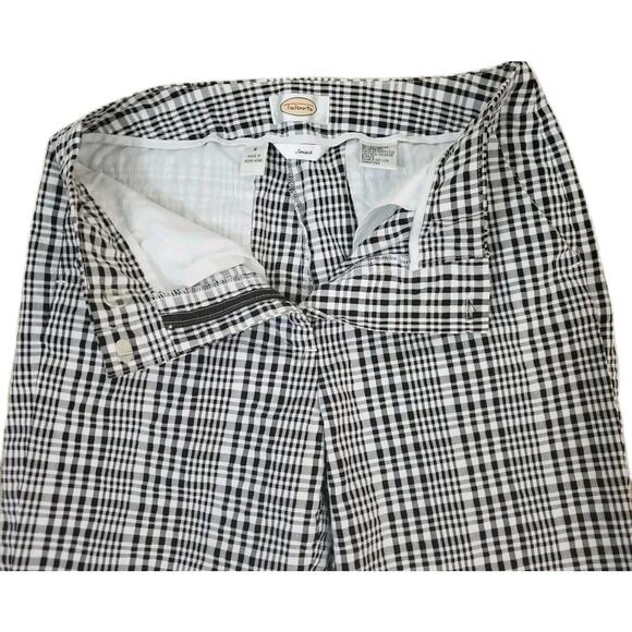 Talbots ~Woman Size 6~ White/Brown Plated Print Stretch Cotton Blend Pants Crop. - Picture 4 of 12